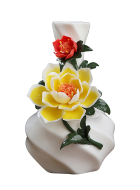 东方泥土陶瓷手工瓷花花瓶摆件办公室书房茶室桌面小花器插花家用