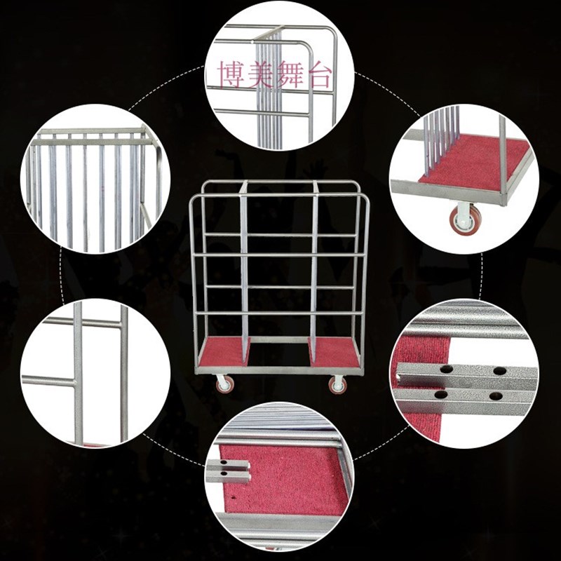 酒店玻璃转盘推车餐厅宴会运输存放车酒店大堂移动行李车便携运输
