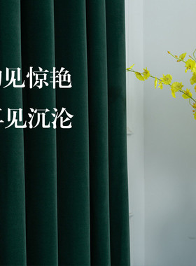 墨绿色窗帘复古绿加厚丝绒祖母绿澳洲羊绒客厅卧室全遮光绒布定制