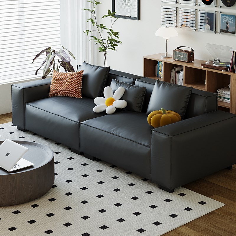 2023新款奶油风猫爪皮豆腐块沙发客厅小户型简约现代乳胶直排MN