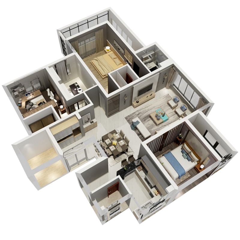 兔宝宝易装衣柜u字型衣帽间开放式整屋家具定制小户型走入式步衣