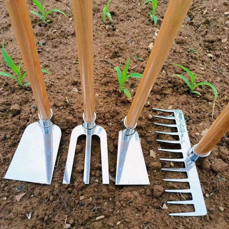 农用小锄头除草耙子松土加宽不锈钢家用园艺耐用加长种菜种花工具