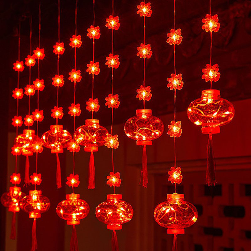 2023春节装饰灯红灯笼过年小彩灯led发光福字灯串灯闪灯春节挂饰