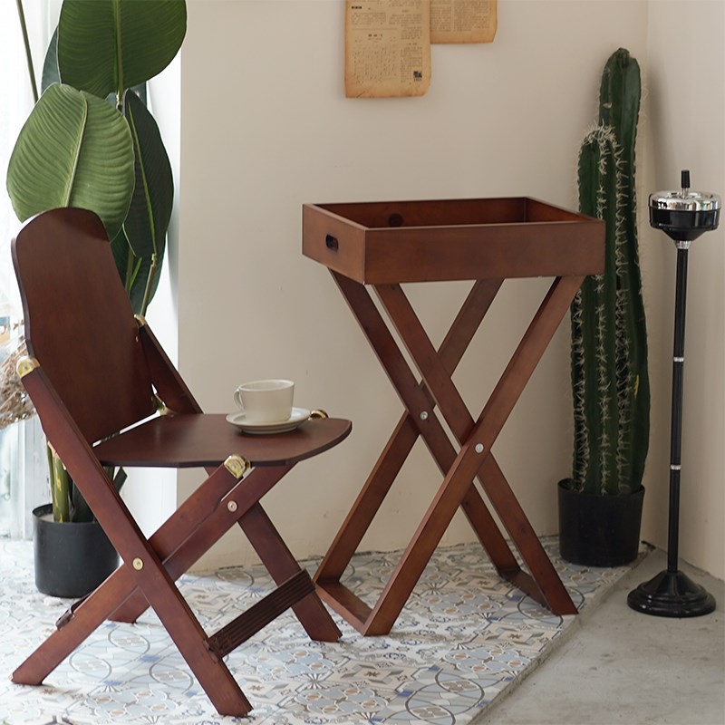 品复古商用咖啡桌椅靠背椅折叠桌折叠椅品餐馆便携简易凳