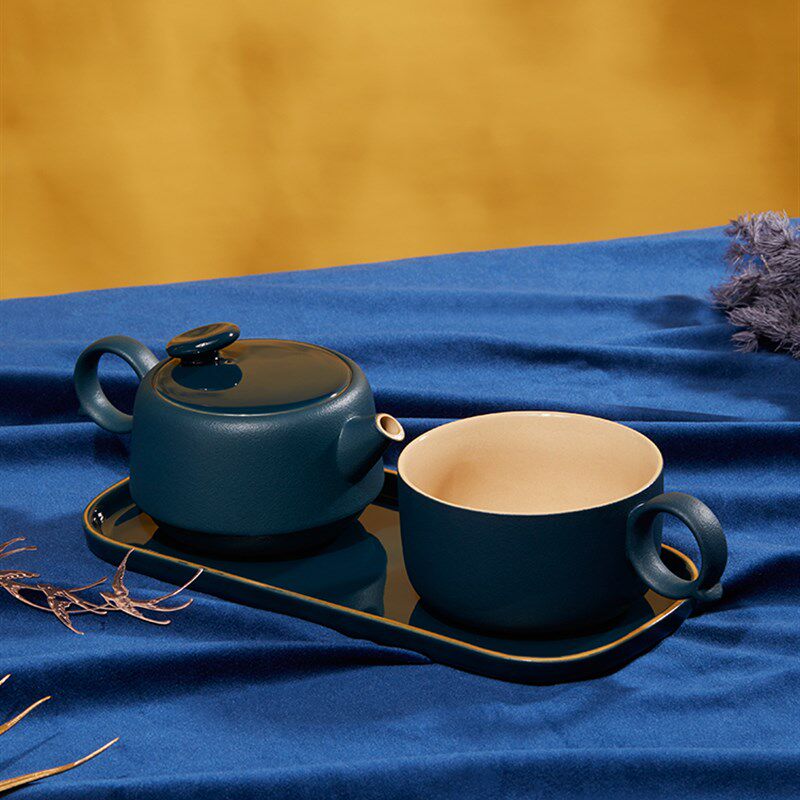 哲品满珠壶叠杯茶具套装一壶一杯一茶盘单人功夫茶陶瓷喝茶茶具