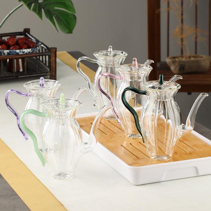 手工耐高温玻璃茶壶水仙壶厚底家用泡茶专用泡茶壶冬季煮茶玻璃壶