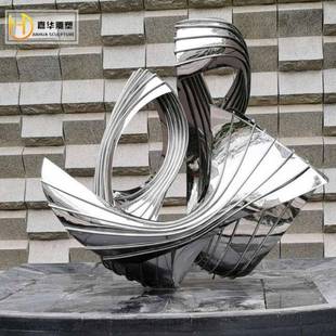 不锈钢抽象飘带雕塑金属铁艺异形扭曲景观园林景观公园装 饰摆件
