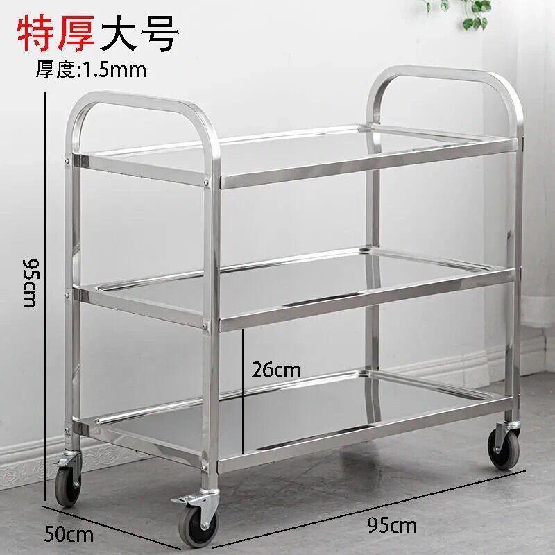 304加厚不锈钢推车不锈钢餐车商用平板小推车酒店餐厅酒水推车