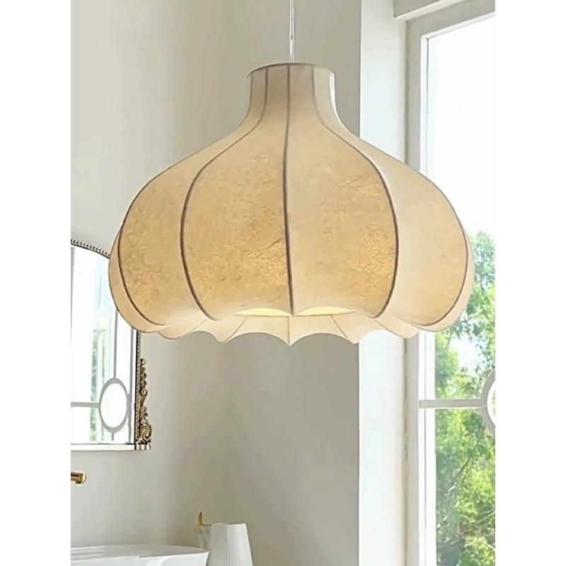 洋葱头蚕丝吊灯中古诧寂风卧室房间设计师法式复古奶油风书房灯具