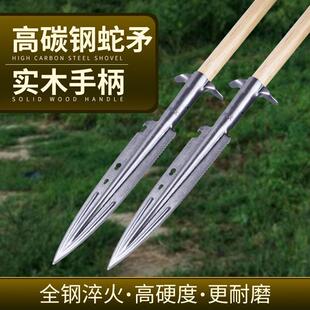 矛头锰钢锯齿尖头铲矛户外祖鲁矛多功能野营探险一体猪矛劈柴佳泰