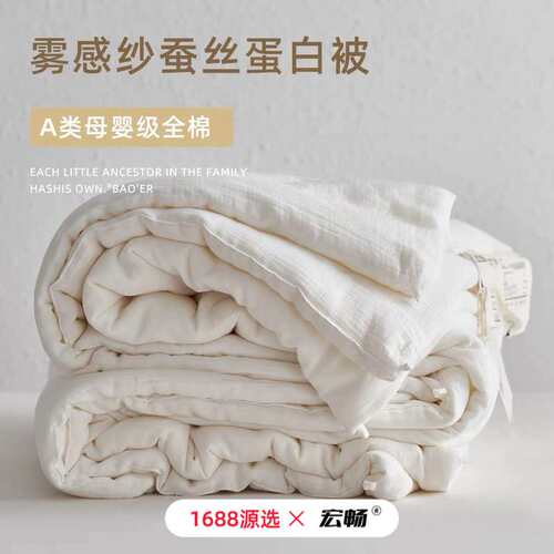 新款A类全棉20%蚕丝蛋白被芯轻柔保暖春秋被夏凉被冬被加厚子母被