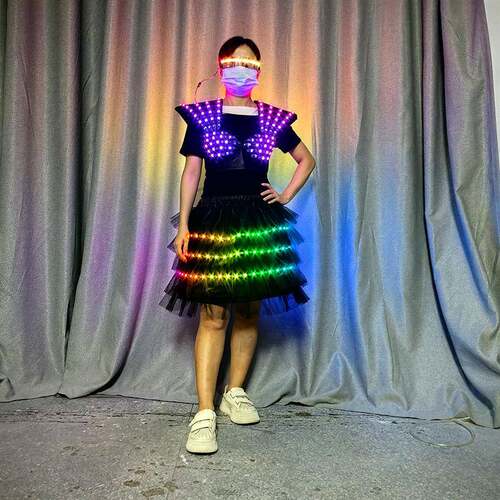 幻彩光女款LED服装酒吧KTV发光服GOGO表演BAR坎肩蓬蓬裙派对舞会