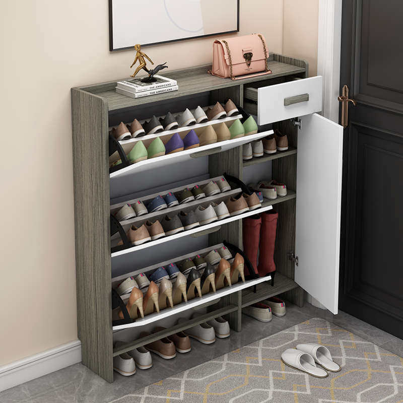 超薄鞋柜17cm经济型家用门口窄现代斗式小收纳鞋架简约多功能柜翻