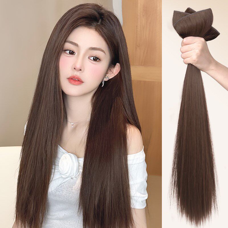假发片女长直发三片式无痕增发量蓬松仿全真发自然隐形棕色接发片