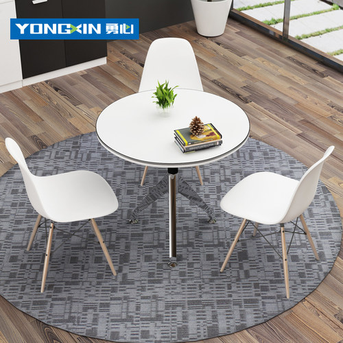 创意洽谈桌椅组合会客接待玻璃木圆桌简约现代会议桌休闲办公家具