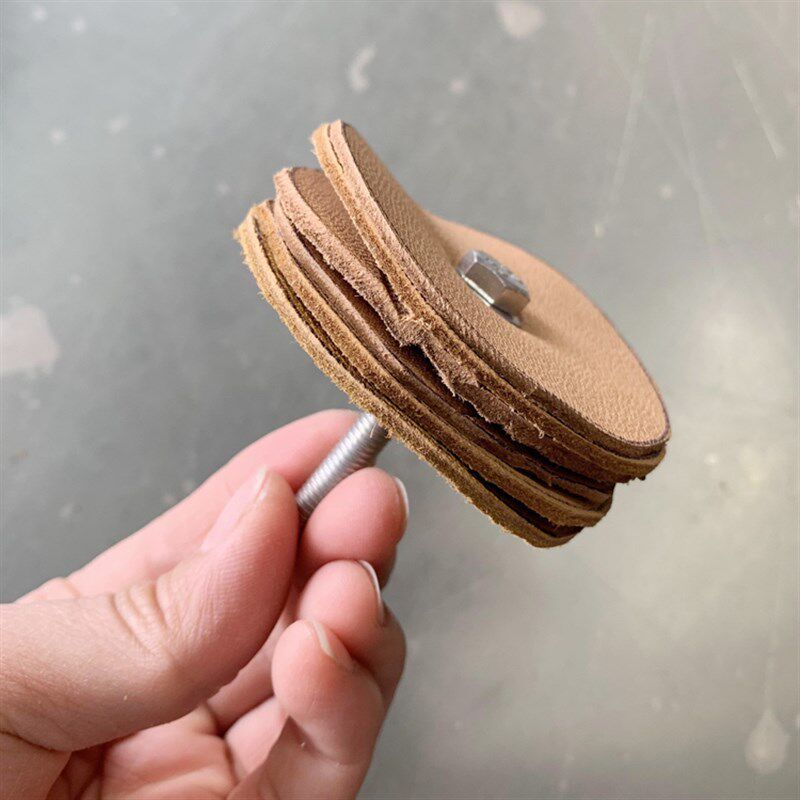 牛皮抛光轮百叶轮羊皮轮玉石翡翠抛光打磨轮头层千层牛皮抛光轮