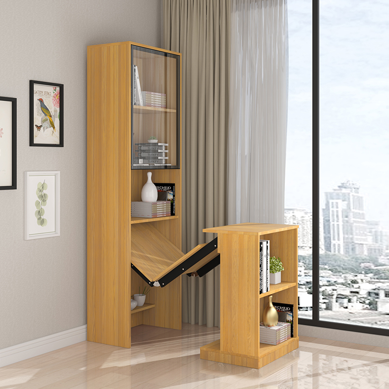 转角折叠书桌书架一体简约现代学生家用桌子电脑办公桌书桌书柜