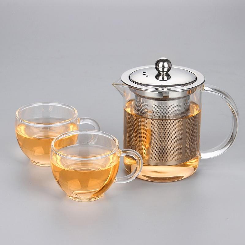 耐热玻璃茶壶350毫升不锈钢内胆过滤花草茶壶套组品茗小茶壶茶具