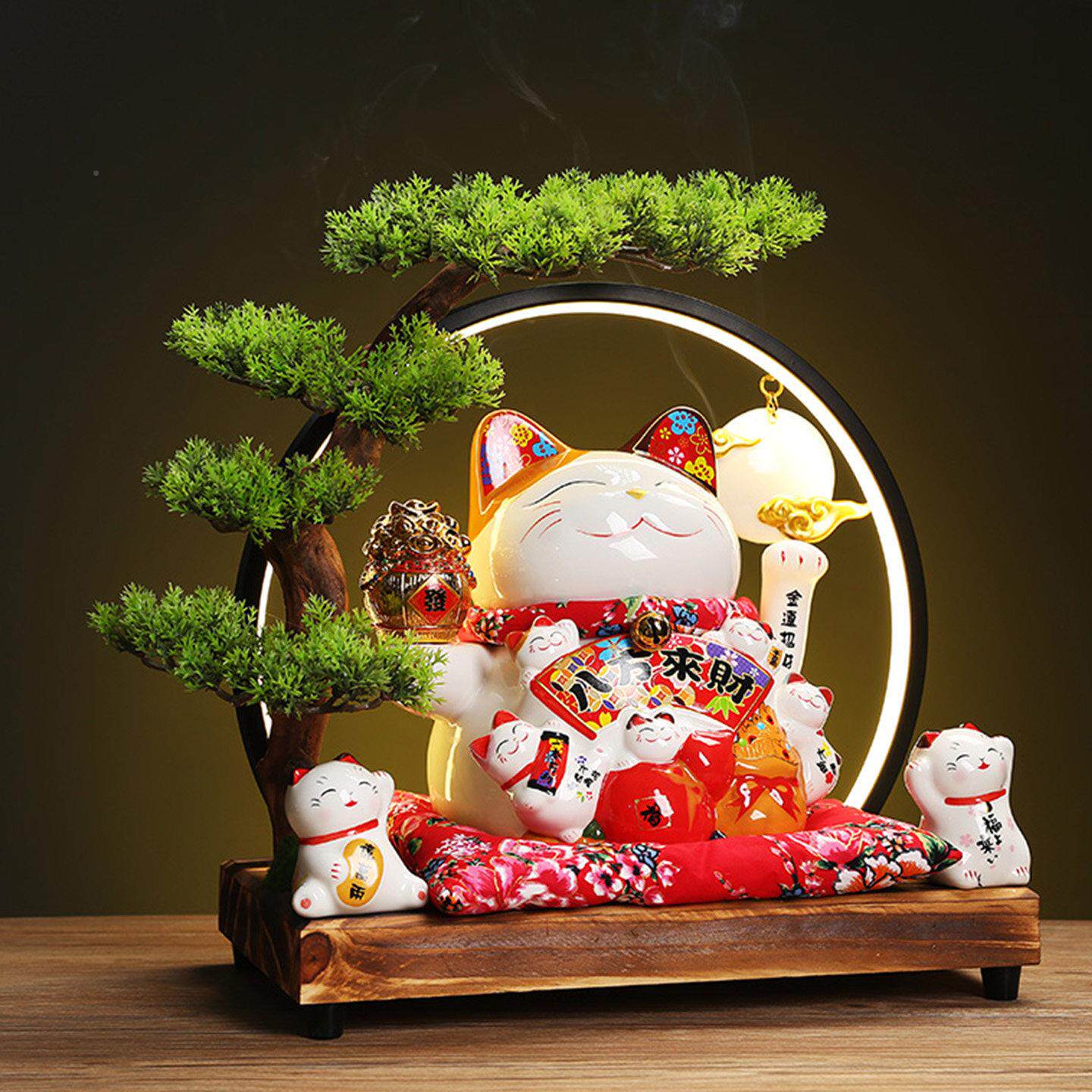 招财意猫摆件银店铺业礼YJ-192品创收台开自动招手摇手陶瓷特大号