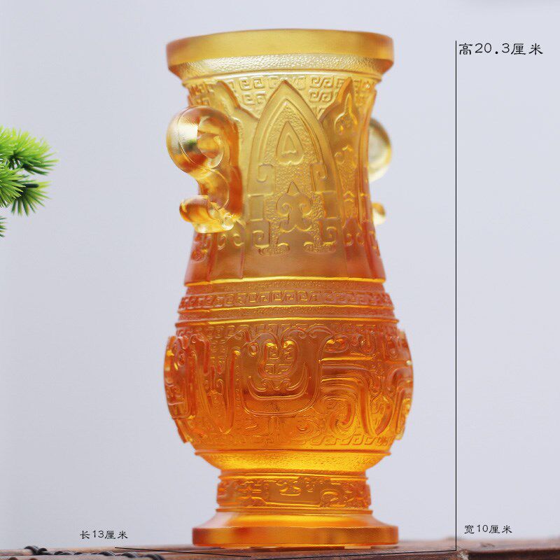 琉璃富贵平安花瓶摆件居家客厅酒柜办公摆放装饰商务开业乔迁送礼