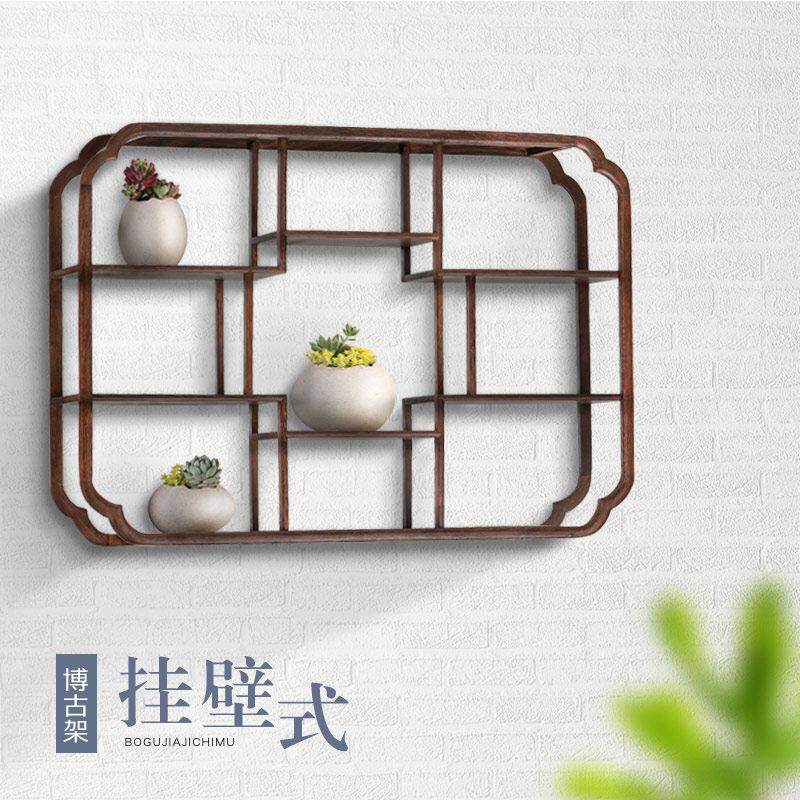 小博古架实阁木质中式间装饰品多宝茶墙RLT壶茶叶架子房壁挂上置