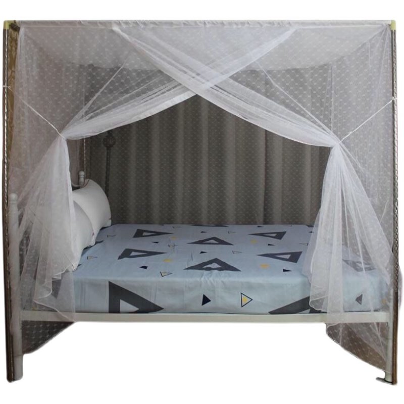 家用蚊帐单门传统老式床穿杆梅花加厚加密方顶防尘顶1.2米1.5m1.8