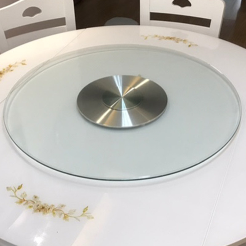 餐桌用透明钢化玻璃铝合金转盘一体圆台底座饭桌家用酒店圆桌包邮