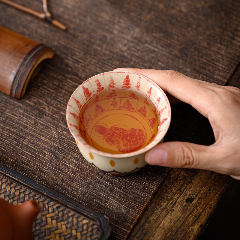 敦煌万佛茶盏主人杯品茗闻香单杯个人专用高档陶瓷功夫茶具小茶杯