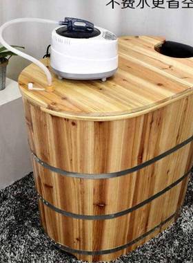 高不占地单沐人成人浴桶洗GOH木桶木泡浴澡桶浴桶加洗澡桶浴缸家