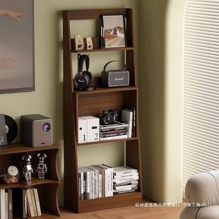 架书黑胡桃木展示色架中古物架ZKB客置厅落地多层收纳复古超薄边