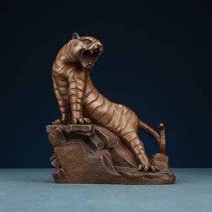 紫铜上客山虎摆件生虎寅虎紫铜23#老虎厅书房肖办公室柜台摆设工