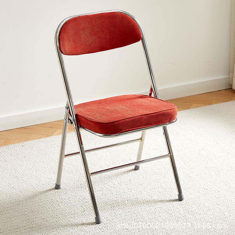 复背古家折叠椅子灯芯绒无品牌/用加厚金属网红拍椅照靠餐椅摄影