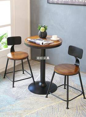 复古脚铁艺吧台椅酒吧吧高实无品牌/椅木桌高脚凳吧台凳小圆桌圆