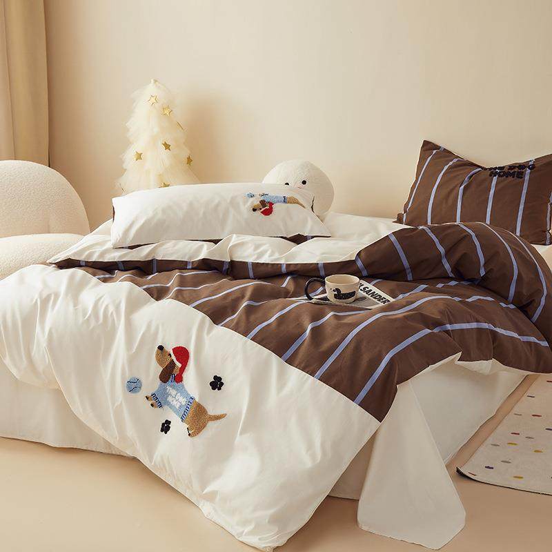 卡通纯棉床上件套全棉四00男孩单笠儿童1宿舍被套罩三DCF件套狗狗