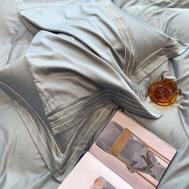 现简代风1被绣00支ASE匹马棉春秋刺四件套约纯色纯棉套床上用品1.