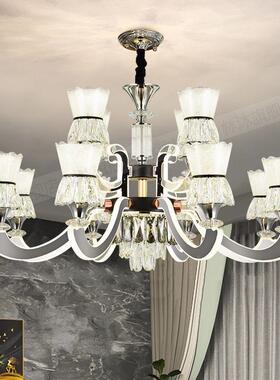 水cp#33462晶吊灯新款网红灯客厅灯现代简灯约轻奢水吊晶光臂发餐