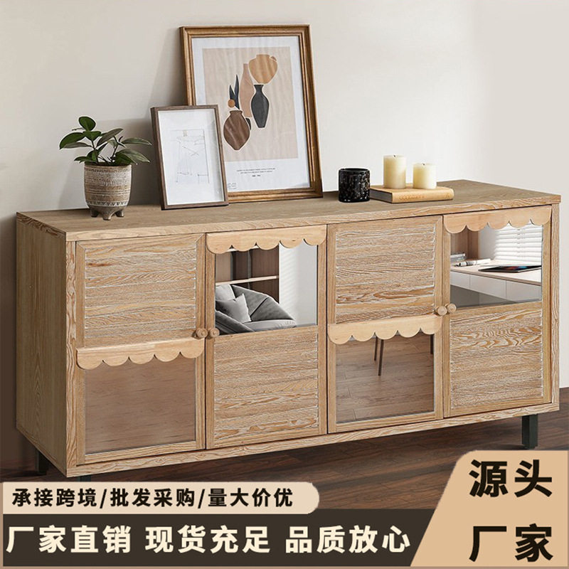 北欧原木色斗柜客厅靠墙置物餐边柜靠墙一体柜子杂物柜桌子收纳柜