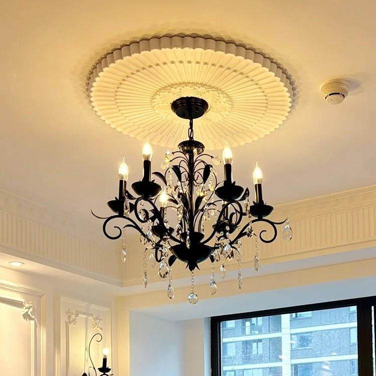 法式黑色水晶吊灯美式简约古乡村客厅复大装饰559卧感室气房间灯,家装灯饰光源,智能吊灯,淘宝优惠券,粉丝福利购,淘宝优惠卷