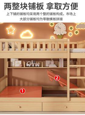 实户木床双层床成人两层高床床双人小型低儿童床上下铺LKA木床子