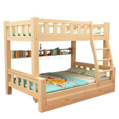 全木儿童床两21193上下床子实母床大人成木年母子层高低床上下铺