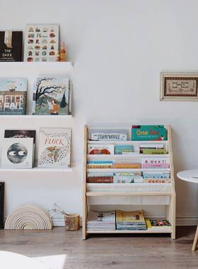 木儿地童实绘QIF本书架小学生落书报架幼儿园宝可拆洗帆布宝书架