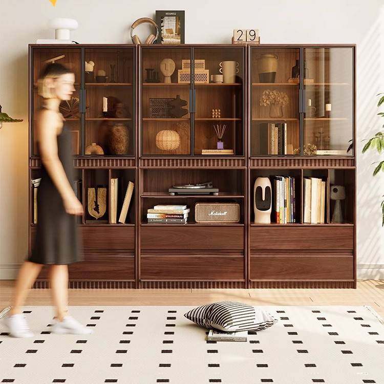 北美黑胡桃木全实木组合书柜玻璃展柜一体整墙书柜卡座客厅储物柜,玩具/童车/益智/积木/模型,垂直悬浮玩具,淘宝优惠券,粉丝福利购,淘宝优惠卷