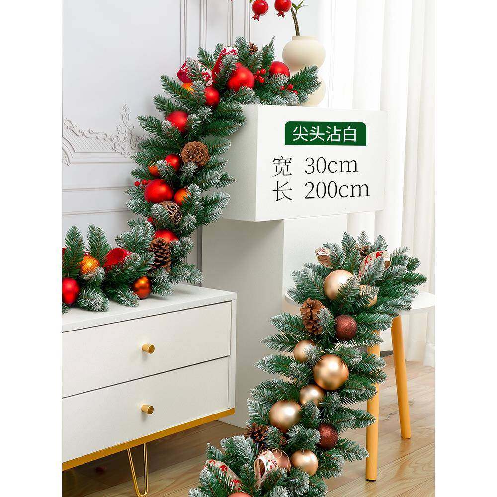 圣诞花环门c挂落雪圣诞节装饰藤条摆装5饰ETT品0m件挂件商场场景