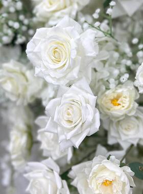 白色玫瑰RXY花仿拱真花情人节花束家摆件婚礼门插花摆设装假居饰