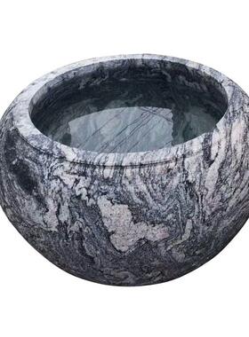 YG001石雕鱼缸新款雪浪鱼花石缸现货售庭院园销林泰山石缸鱼缸制