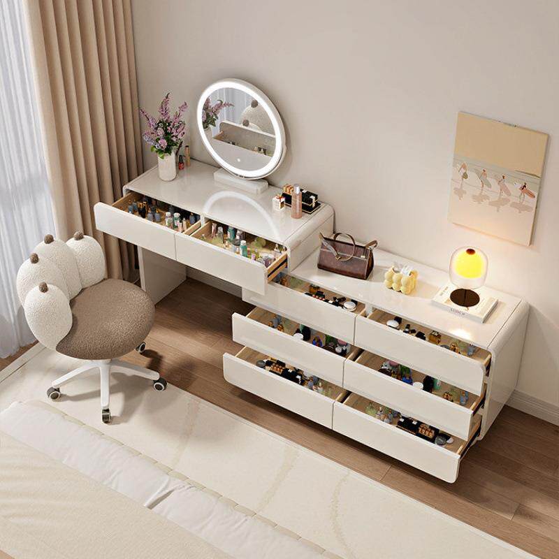 轻奢IHC梳妆小斗柜一体卧室化妆桌现代台户简约化妆柜奶油风大型