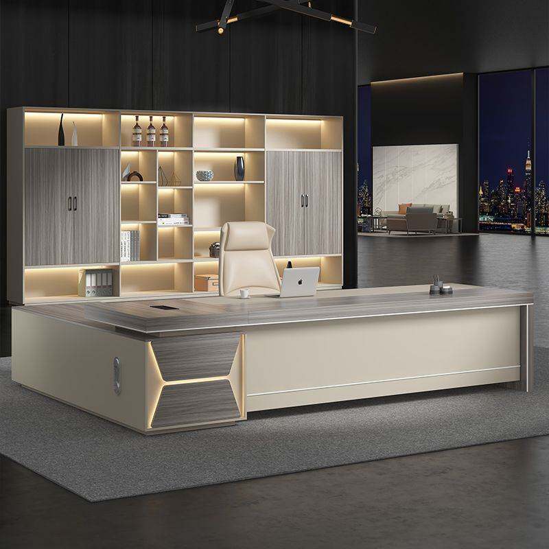 老板桌办公桌椅组合简约现代轻奢双柜大班台经理主管桌总裁桌家具
