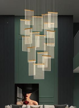 厅灯创意个性复式楼梯大吊灯约现条代别AL-62707墅简大厅轻奢长餐
