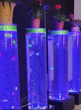 幕关屏风隔沙发墙电视墙多色变光流水断玄1生财水平安如意柱招财