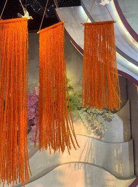 婚礼具堂装饰道毛绳线EIP橱流苏线帘彩毛线吊顶婚庆舞台背景窗布